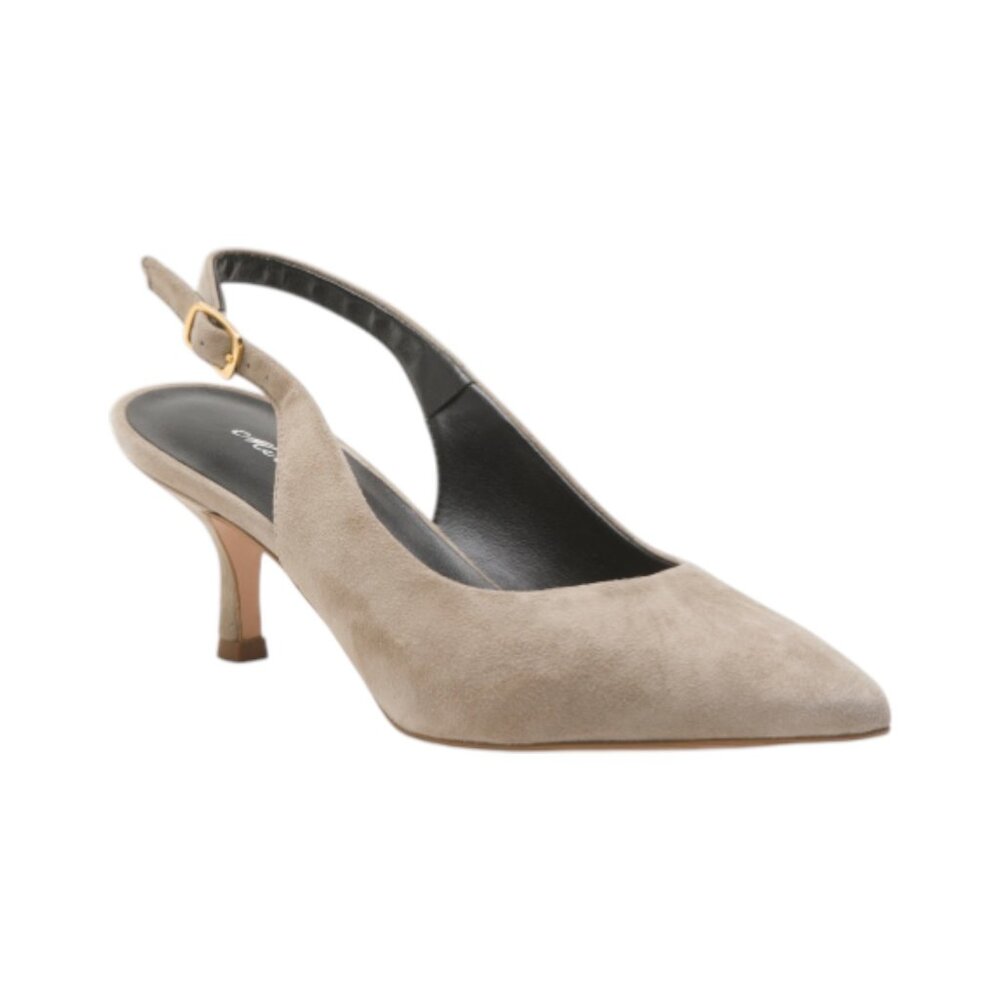 MIRROR Grey Slingback Heeled Shoe With Pointy Toe
